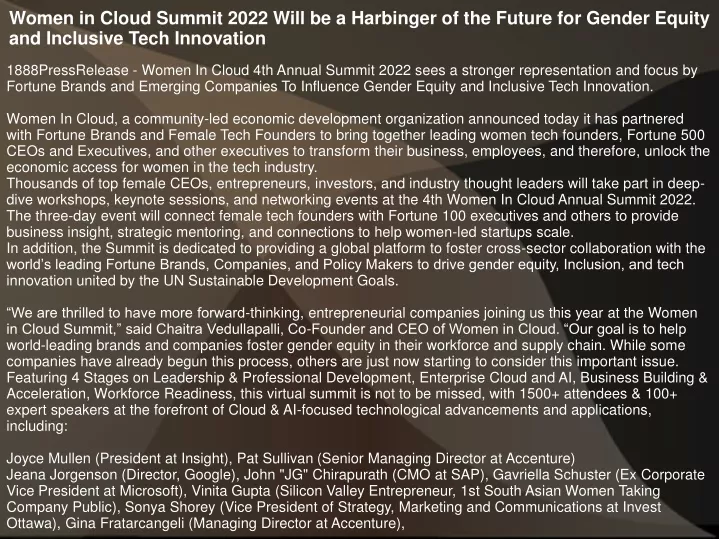 women in cloud summit 2022 will be a harbinger