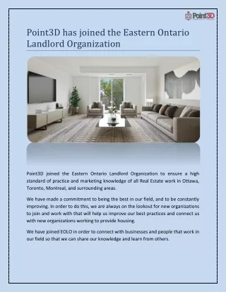 Point3D has joined the Eastern Ontario Landlord Organization