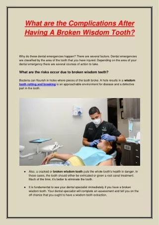 what are the complications after having a broken