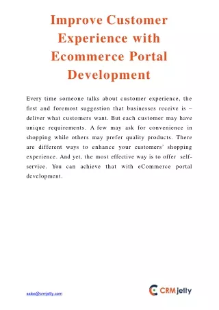 improve customer experience with ecommerce portal development