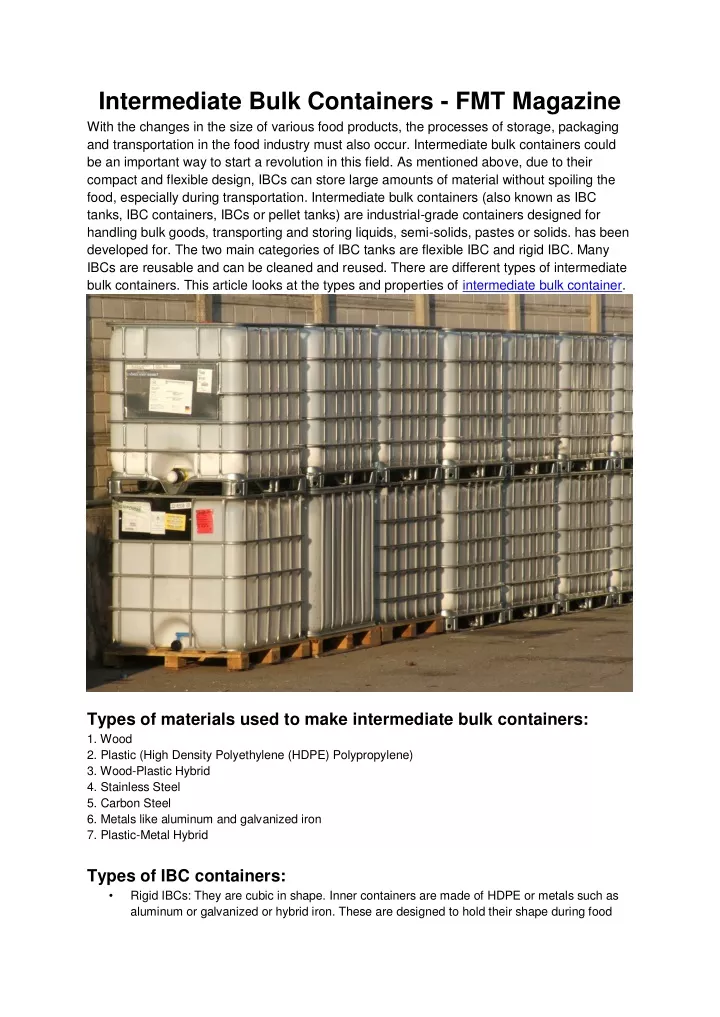 intermediate bulk containers fmt magazine with