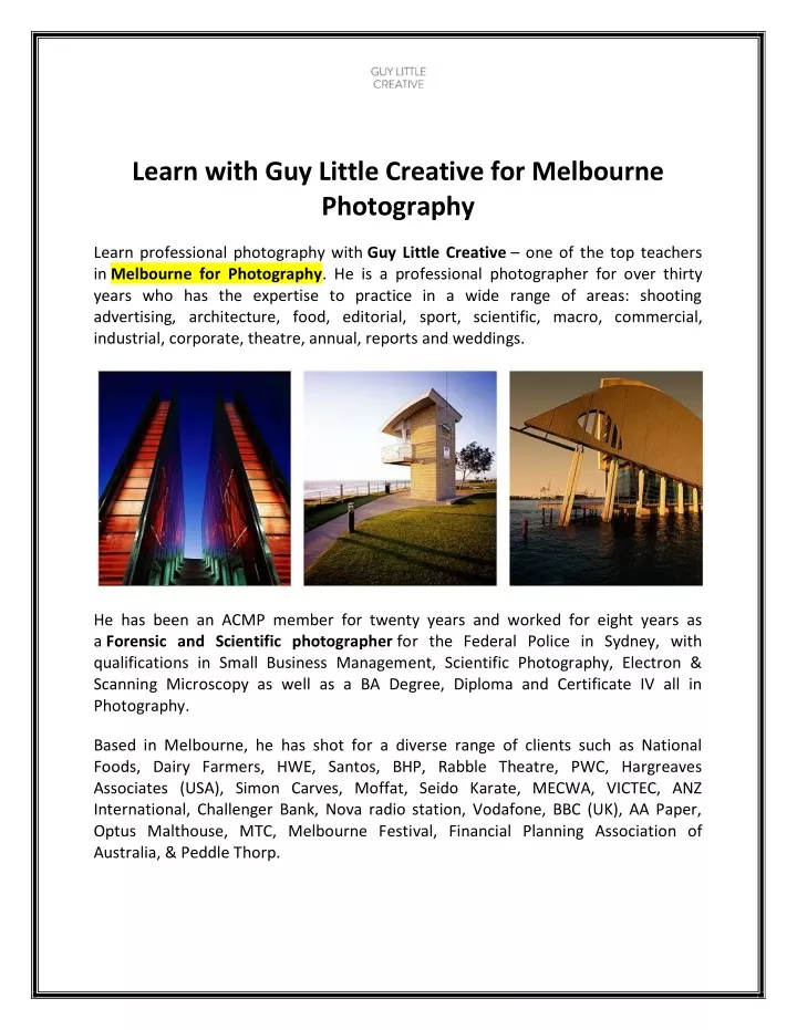 learn with guy little creative for melbourne