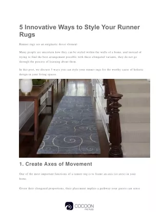 5 Innovative Ways to Style Your Runner Rugs | Cocoon Fine Rugs