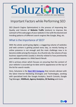 important factors while performing seo