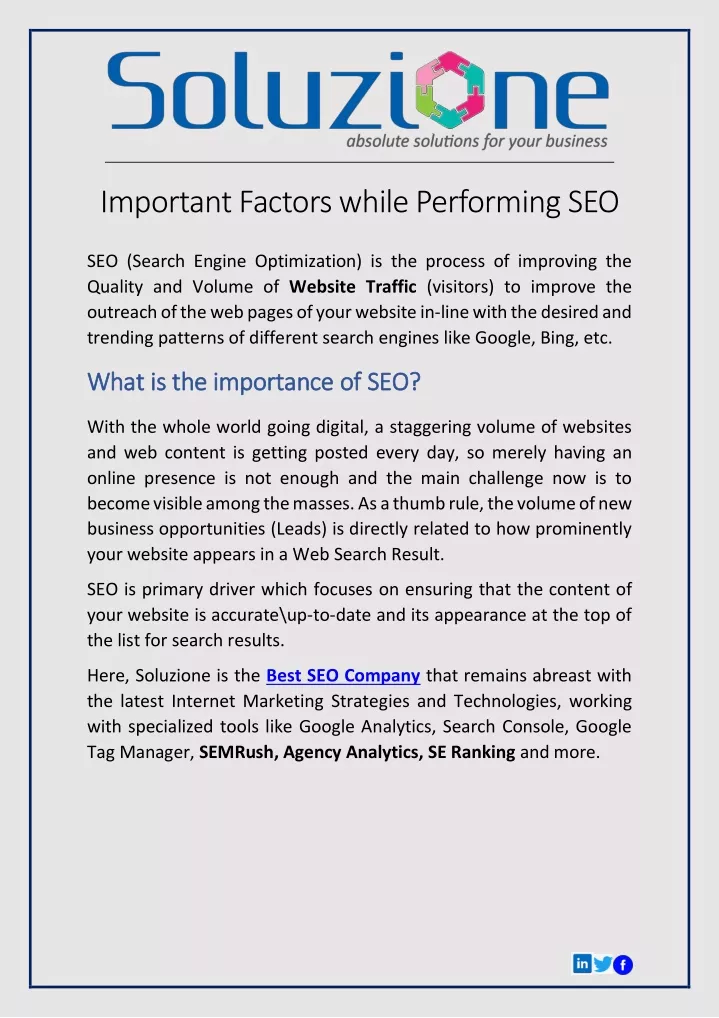 important factors while performing seo