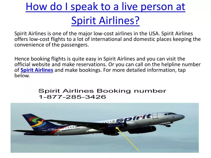 how do i speak to a live person at spirit airlines