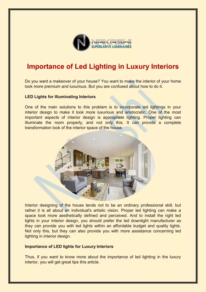 importance of led lighting in luxury interiors