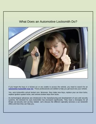 What Does an Automotive Locksmith Do?