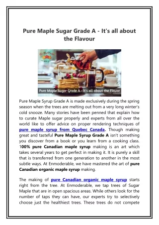 Pure Maple Sugar Grade A - It's all about the Flavour PDF