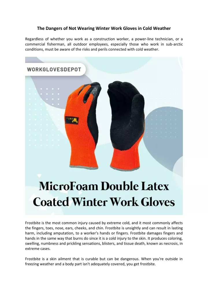 the dangers of not wearing winter work gloves