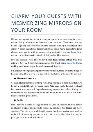 charm your guests with mesmerizing mirrors