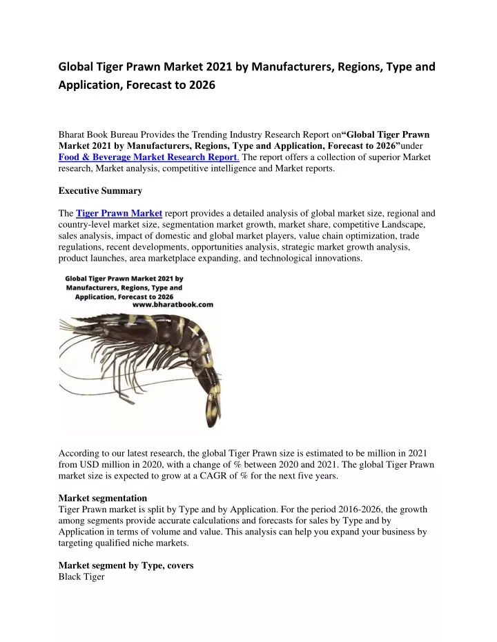 global tiger prawn market 2021 by manufacturers