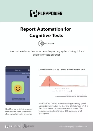 An automated reporting system using R for cognitive tests for products