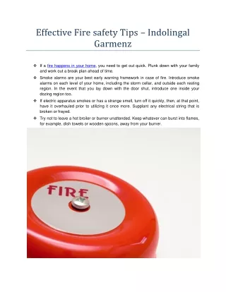 effective fire safety tips indolingal garmenz
