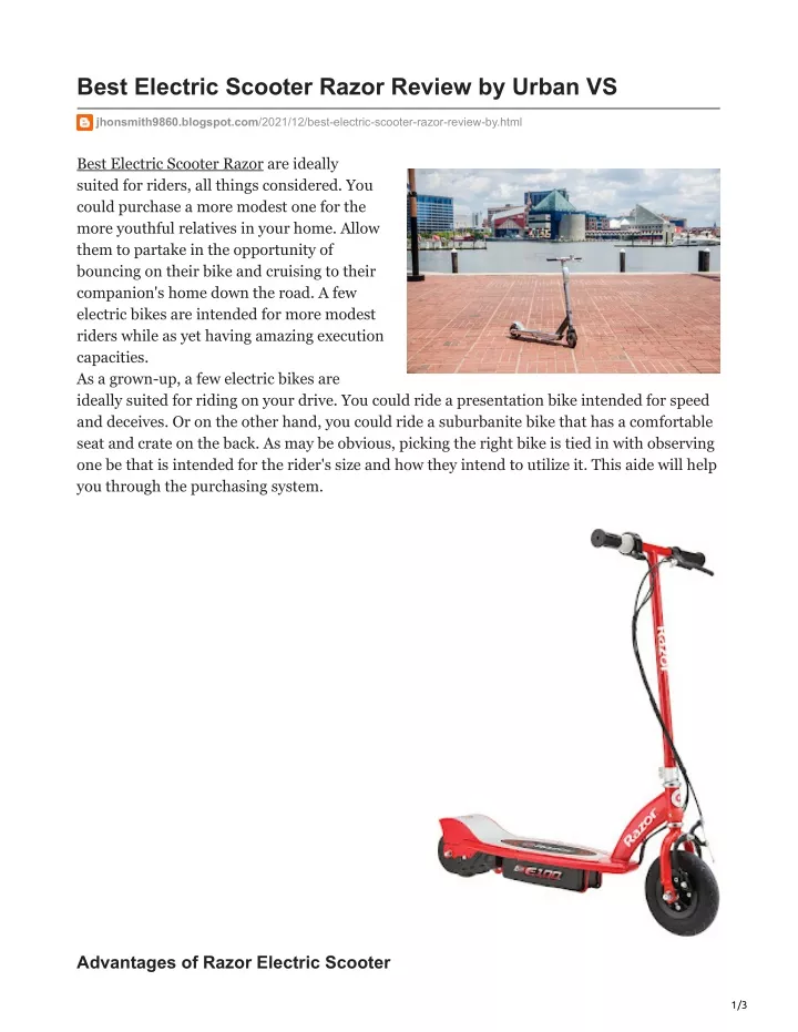 best electric scooter razor review by urban vs