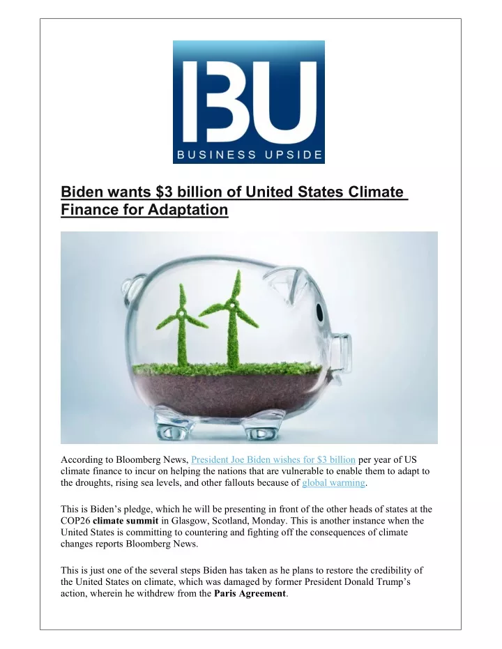 biden wants 3 billion of united states climate