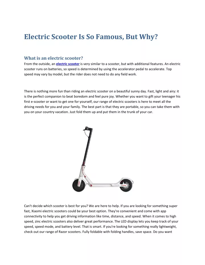 electric scooter is so famous but why