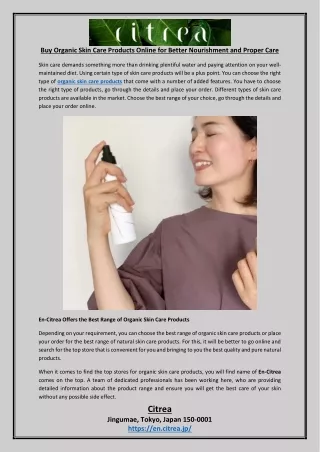 Buy Organic Skin Care Products Online for Better Nourishment and Proper Care