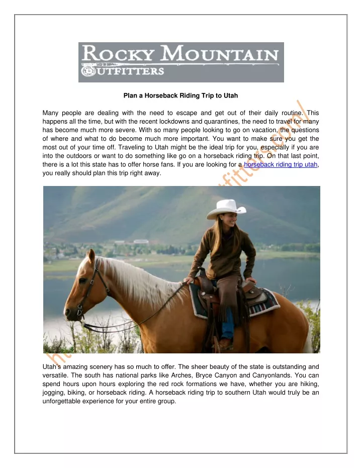 plan a horseback riding trip to utah