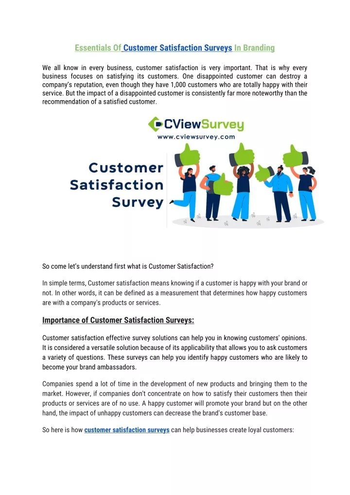 essentials of customer satisfaction surveys