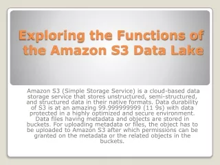 Exploring the Functions of the Amazon S3 Data Lake