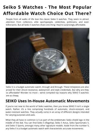 Seiko 5 Watches - The Most Popular Affordable Watch Choice Out There (1)