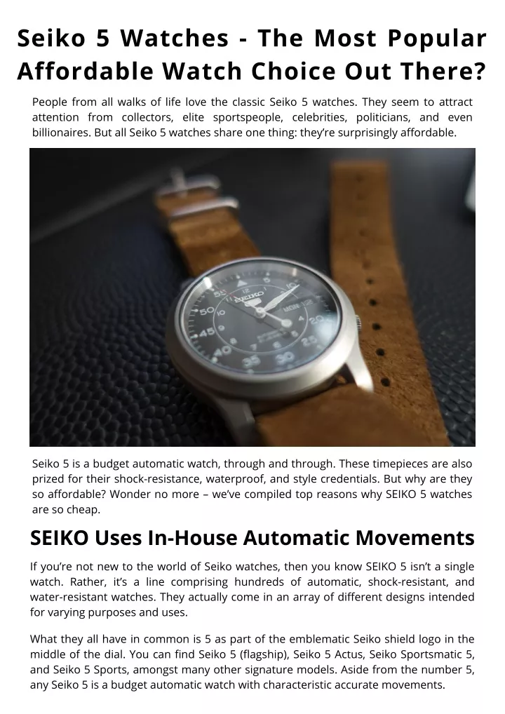 seiko 5 watches the most popular affordable watch