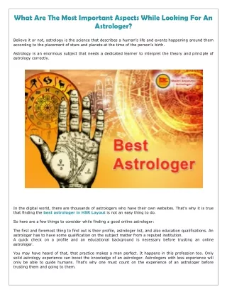 What Are The Most Important Aspects While Looking For An Astrologer
