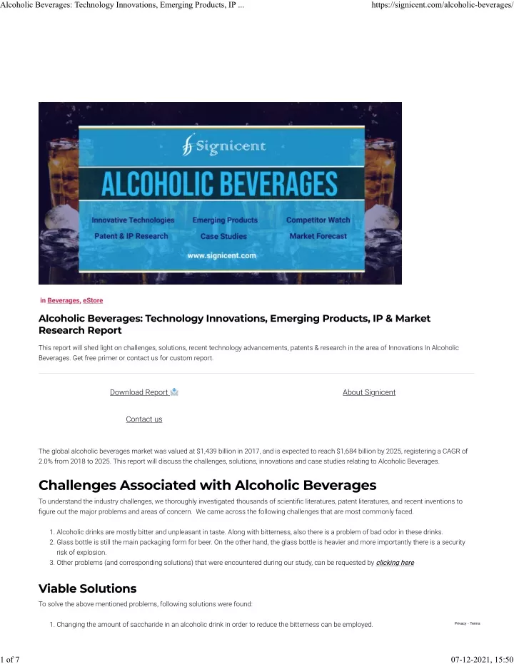 alcoholic beverages technology innovations