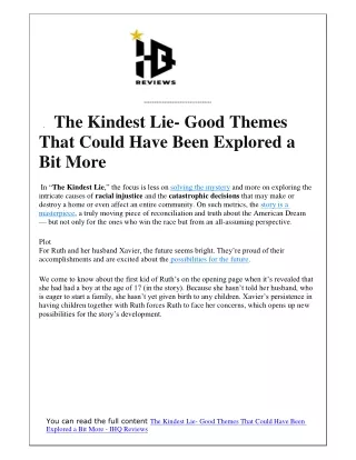 the kindest lie good themes that could have been