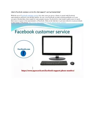 what is facebook customer service live chat