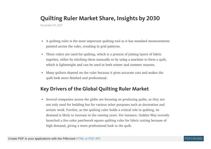 quilting ruler market share insights by 2030
