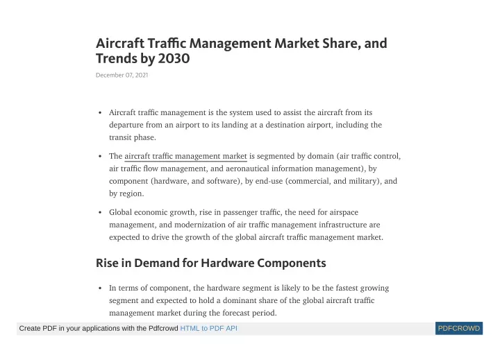 aircraft tra c management market share and trends