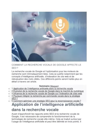 Comment la recherche vocale de google affecte le SEO