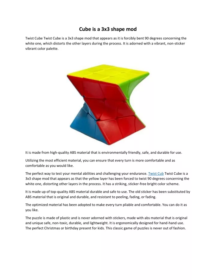 cube is a 3x3 shape mod