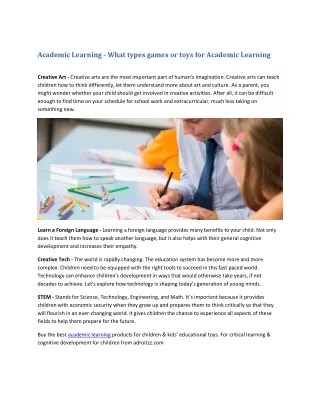 Academic Learning Page Content