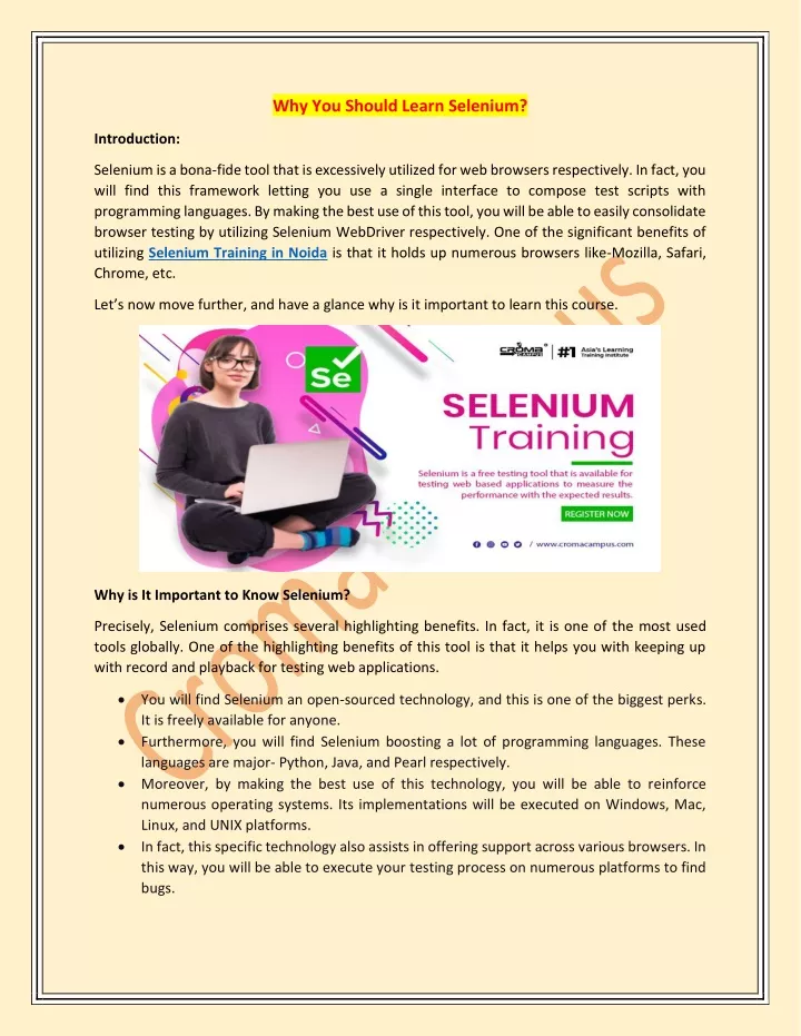 why you should learn selenium