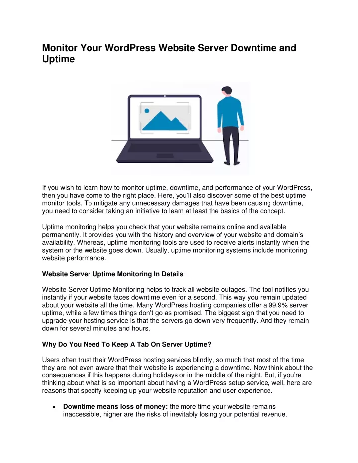 monitor your wordpress website server downtime