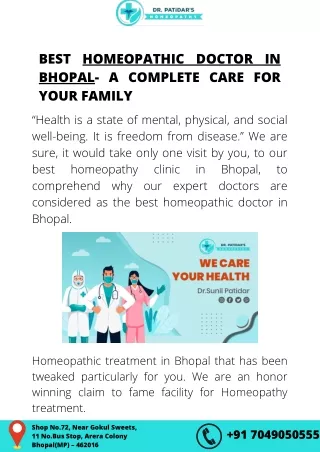 Dr.Sunil Patidar, Best homeopathic doctor in bhopal