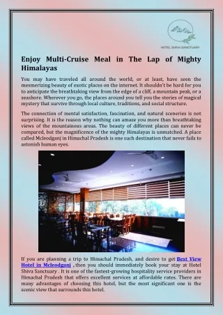 enjoy multi cruise meal in the lap of mighty