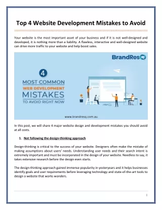 Top 4 Website Development Mistakes to Avoid
