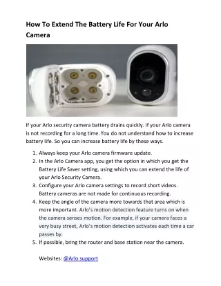 How To Extend The Battery Life For Your Arlo Camera
