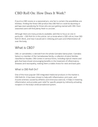 cbd roll on how does it work