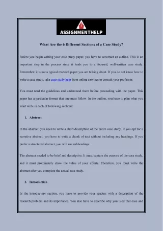 What Are the 6 Different Sections of a Case Study