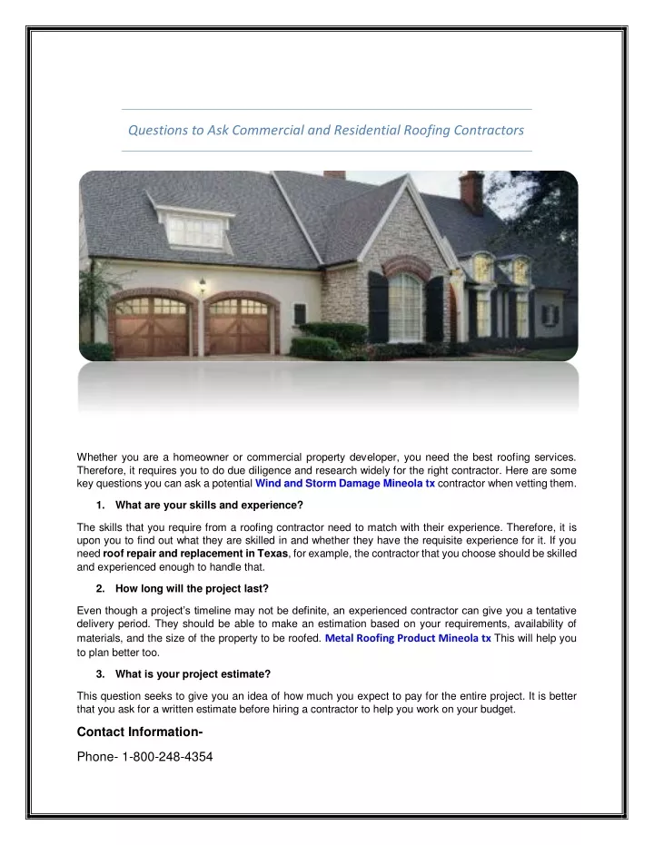 questions to ask commercial and residential