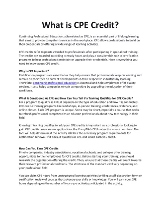 What is CPE Credit