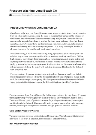 Pressure Washing Long Beach CA
