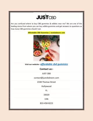 Affordable CBD Gummies | Justcbdstore.com