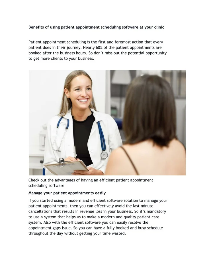 PPT - Benefits of using patient appointment scheduling software at your ...