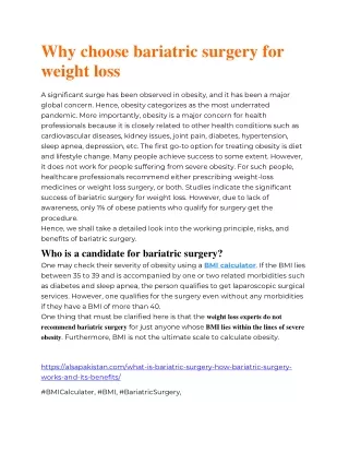 What is bariatric surgery